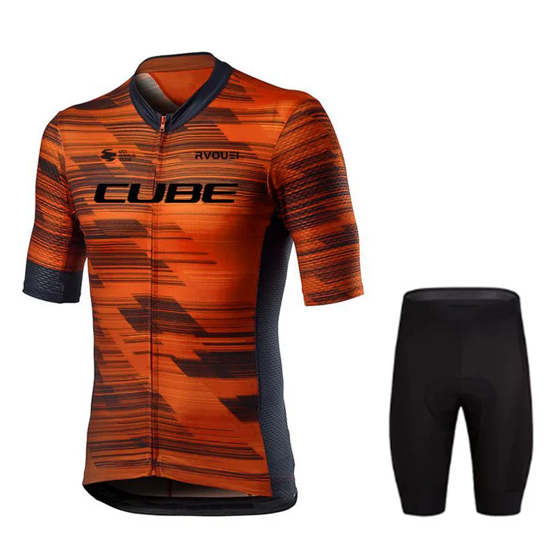 Rvouei Cube Team Wielertrui Sets Korte Mouw Zomer Fietskleding Ademend MTB Fiets Bib Pak Maillot Ropa Ciclismo