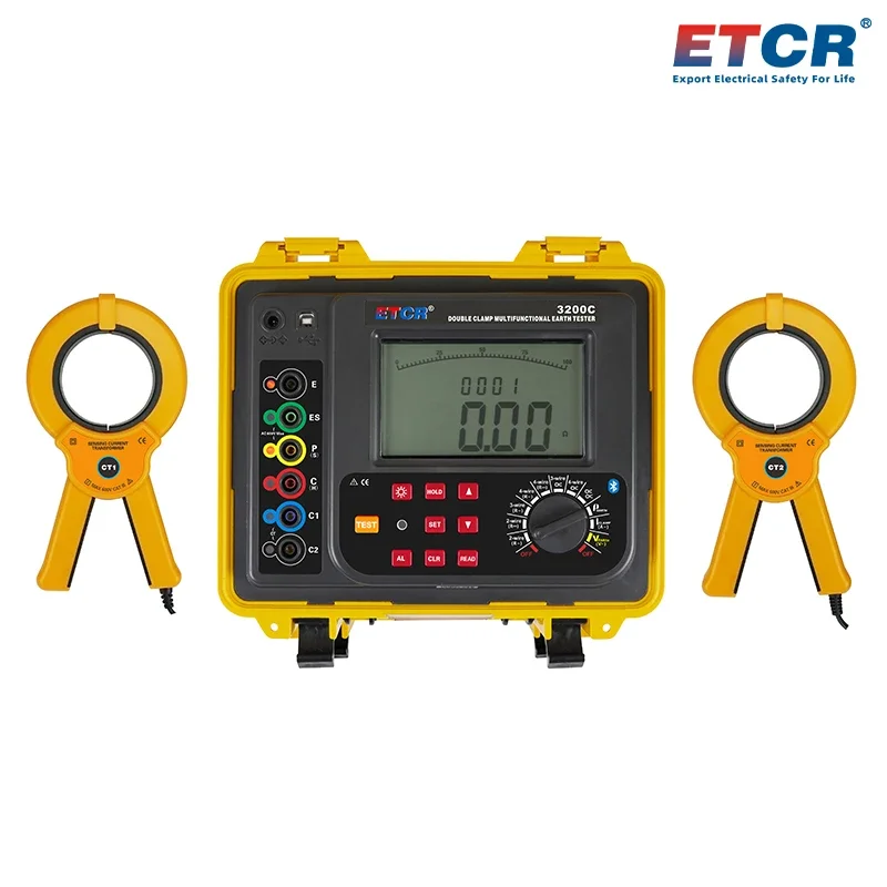 ETCR3200C Digital Ground Resistance Meter Double Clamp Earth Resistance Tester Soil Resistivity Tester