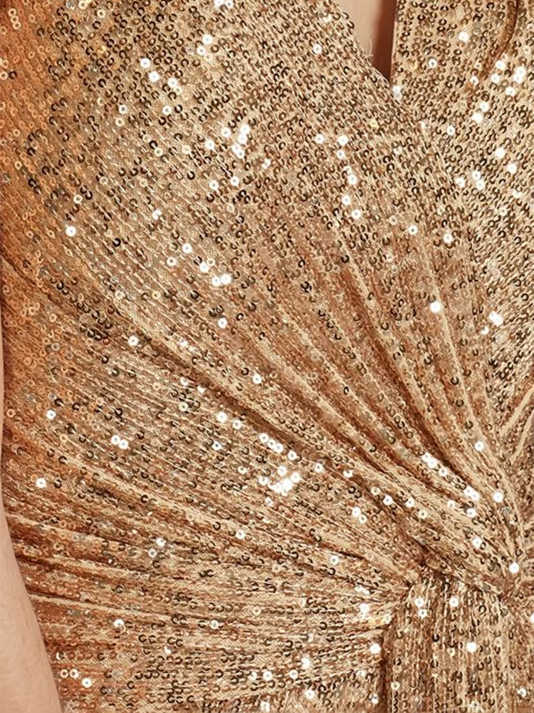 فساتين سهرة فاخرة بطول الأرض ورقبة على شكل حرف v أنيقة بحفلات النساء 2025 ترتر زفاف فساتين حفلات كوكتيل رسمية