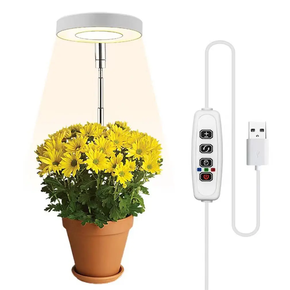 Altura ajustável crescer LED luz para planta de interior, pequeno espectro completo, temporizador automático, Halo Growing Lamp, 2023