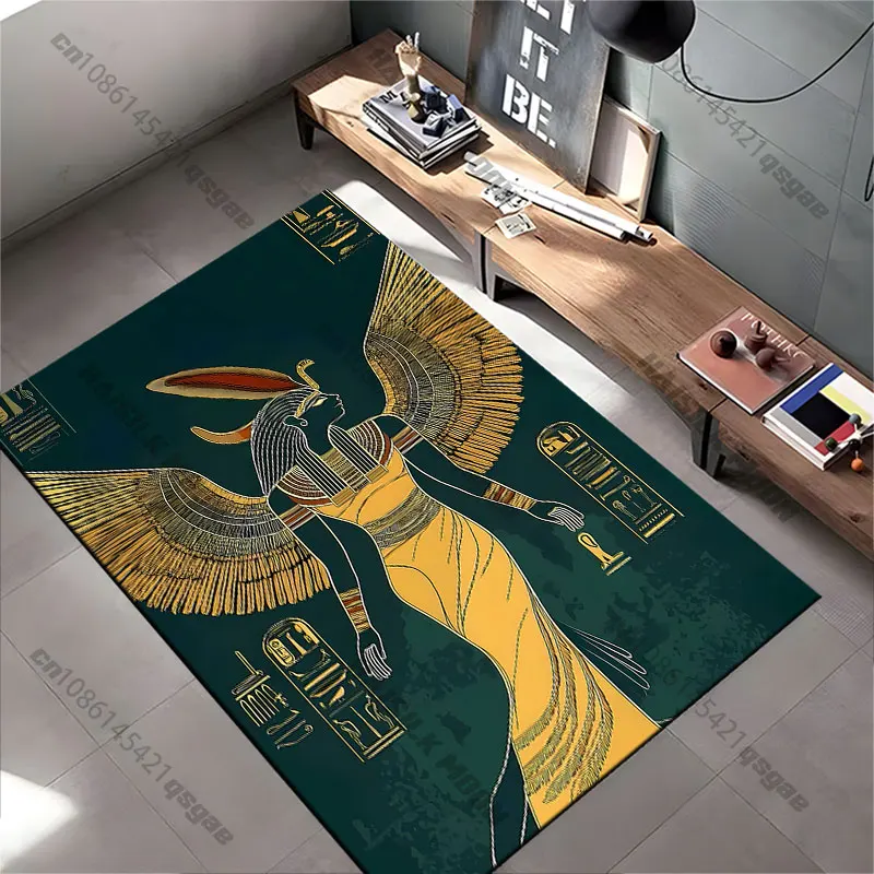 Ancient Egyptian deity with wings carpet Yoga living room room decor children's crawling mat doormat area rug games mat