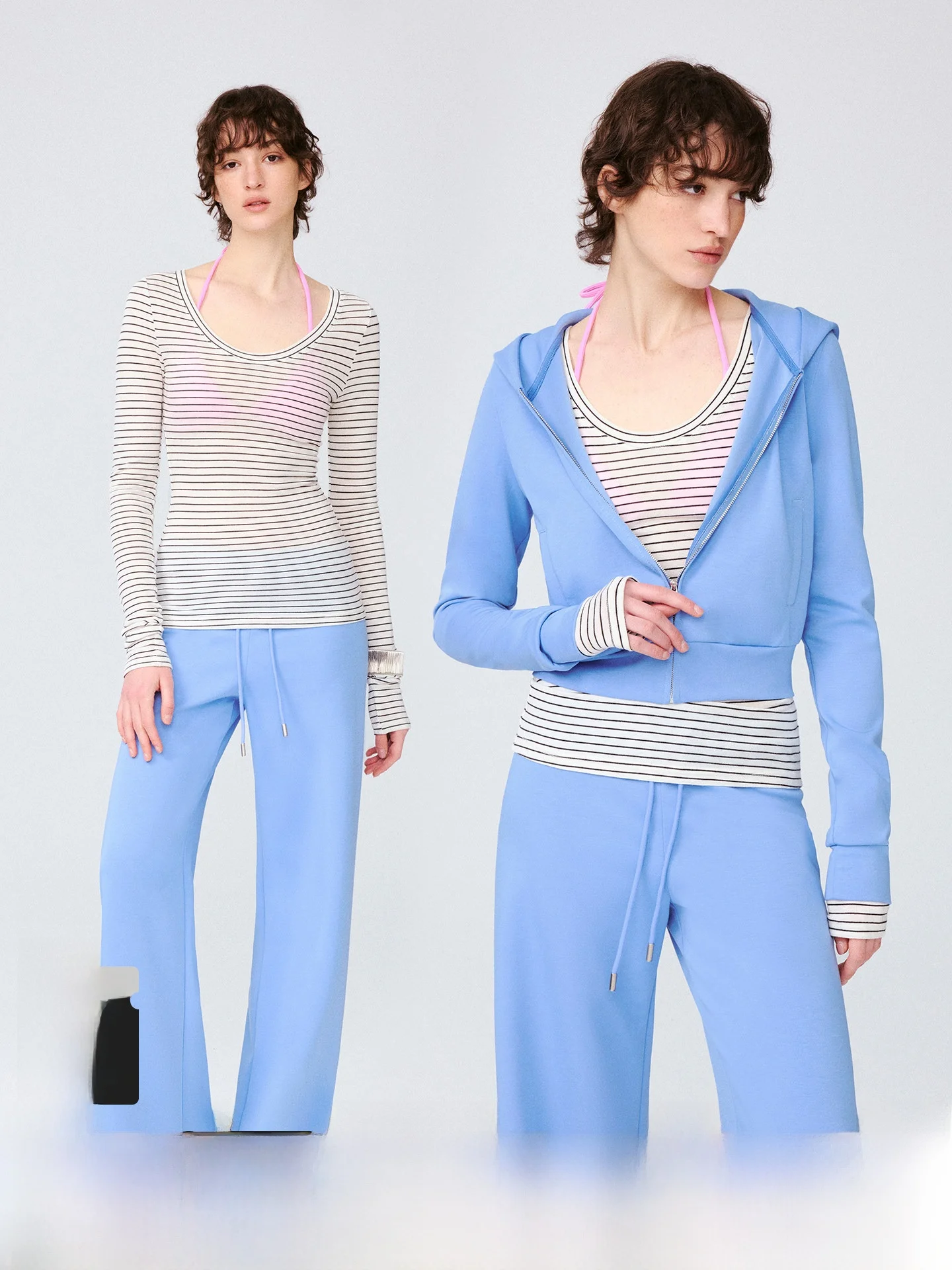 

Trendkill Original Design Long Sleeve U-Neck Knitted Slim Fit Women's T-Shirt Casual Style Striped Base Layer Top