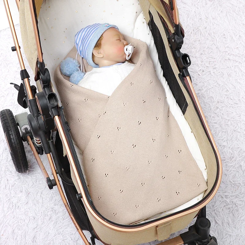 Algodão De Malha Cobertores De Bebê, Recém-nascido Menino Menina Cama Quilt, Criança Stroller Swaddling, Xadrez Sólido, Infantil Soft Sleep Covers, 100x80cm