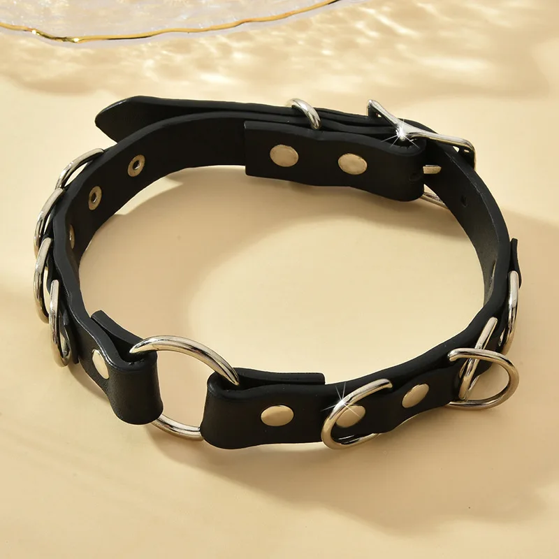 리벳 칼라, 리틀 울프하운드, 리틀 강아지, 트렌디한 블랙 가죽 칼라, 패셔너블한 칼라 링, 펀 벨트