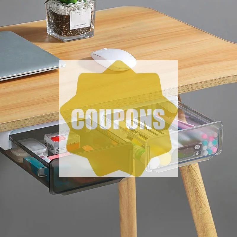 Organisateur de tiroir transparent sous le bureau, avec adhésif et grande capacité, parfait pour le rangement de fournitures scolaires, de bureau et de maison