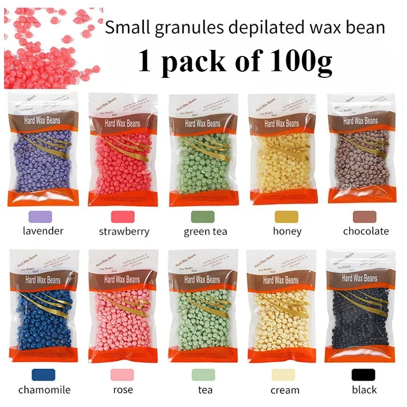 100g Whole Body Depilating Wax 10 Color Paper-Free Solid Hard Beeswax Hair Removal Beans Intimate Hair Removal Results Supplies view 6