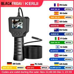 KERUI Industrial Endoscope Camera 2.4 In IPS Screen HD1080P Pipe Sewer Inspection Borescope IP67 Waterproof LEDs 2600mAh For Car