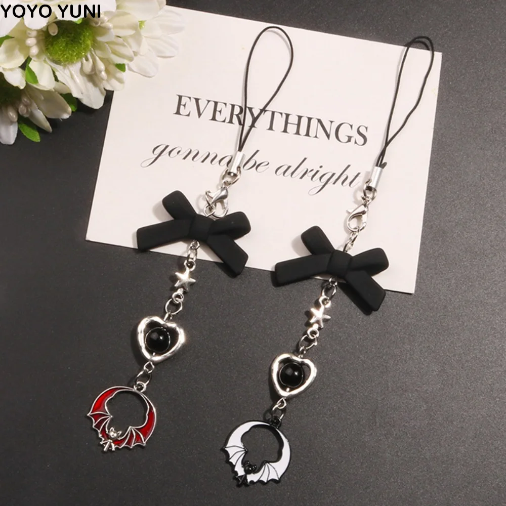 

Black Butterfly Y2K Phone Strap Gothic Style Charm Mobile Phone Chain Sweet Cool Lanyard Mobile Keychain Lanyard Jewelry Gift