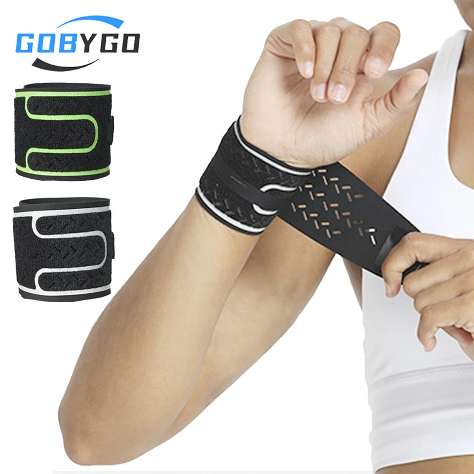 GOBYGO 1 Stück Sport-Kompressions-Handgelenkstütze, dünn, atmungsaktiv, verstellbar, Handwickel, Stützarmband, Laufen, Basketball, Badminton