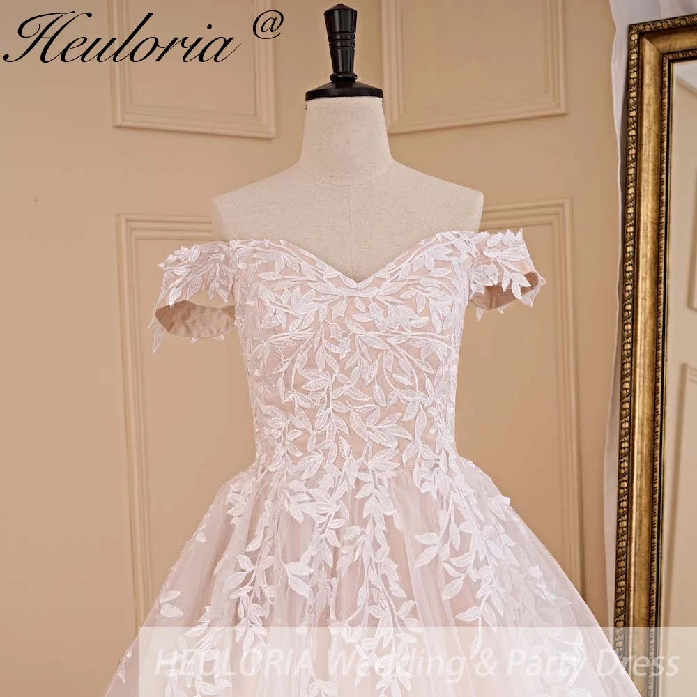 Elegante abito da sposa Boho con applique in pizzo abito da sposa con spalle scoperte plus size A line abito da sposa da sposa