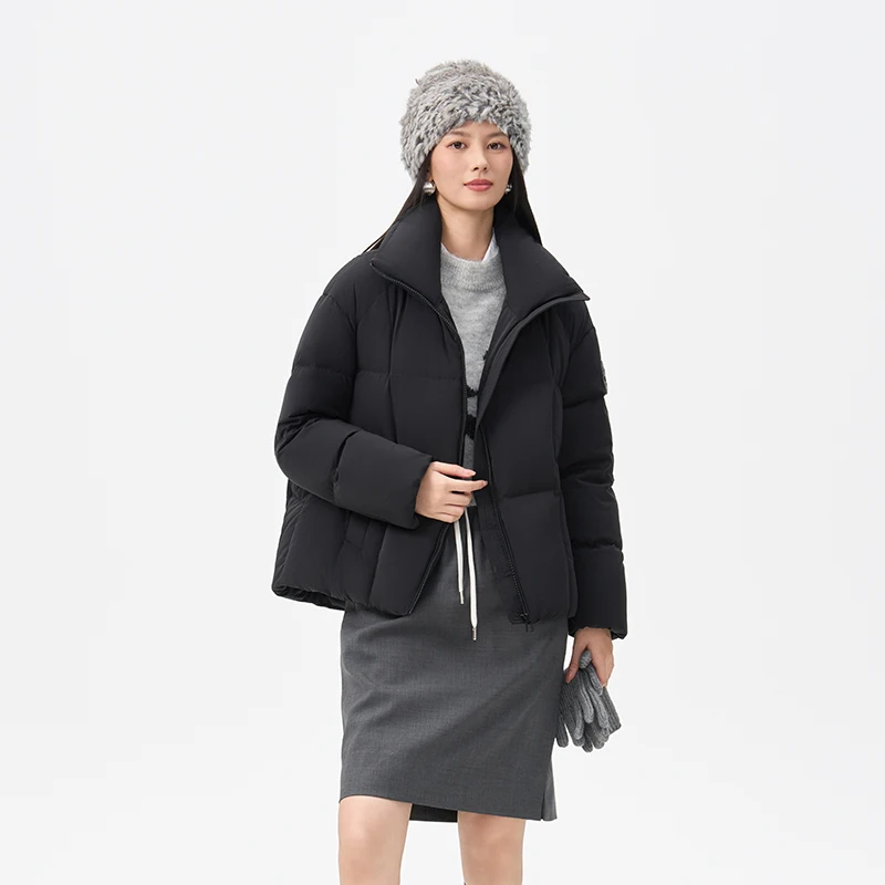 Chericom 여성용 다운 재킷 스탠드 칼라 드로스트링 밑단 사선 포켓 겨울 다운 코트 오리털 충전 패딩 코트 Y318110Y