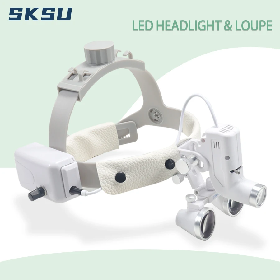 LED Dental LED Light Lamp Binocular Loupes Brightness Spot Adjustable Dental Lab 5W Headlamp for Surgical Headlight 2.5X 3.5X