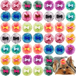 20/30pcs Colorful Dog Puppy Bowknot Puppy Hair Bow Rubber Band Decorate Dog Head Flower for Dog Product Grooming Pet Accessories