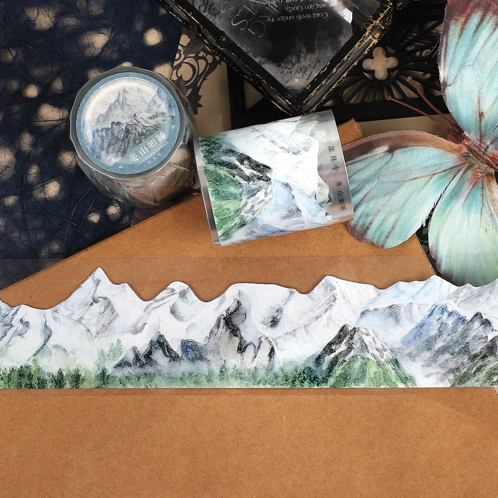 

50 мм * 5 м винтажная снежная гора растение пейзаж ПЭТ лента креативный DIY материал для журнала коллаж канцелярские принадлежности для скрапбукинга