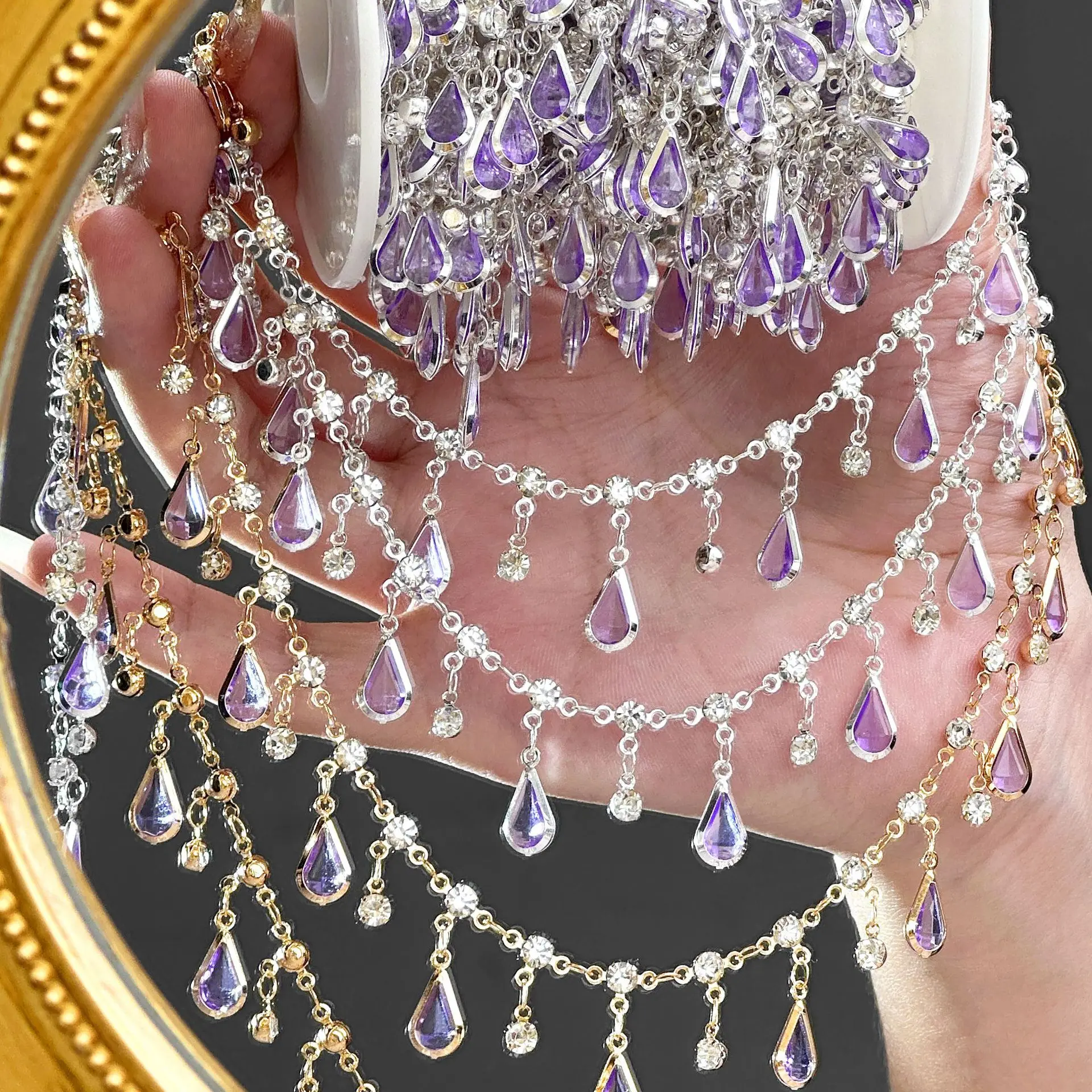 0,5/1/2 Exquisite Tropfenförmige Strass-Quaste Handgefertigte Kette DIY Halskette Armband Damen Schmuckzubehör Bekleidungsmaterialien – Detail 14