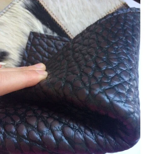 Customized Design Handmade Patchwork Real Cowhide fur Carpet,7x9 feet  , PU leather backing