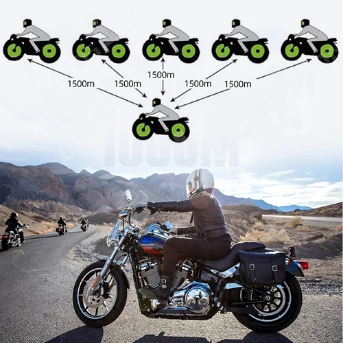 Imagen 2 del producto V6 Plus casco de motocicleta auriculares Bluetooth intercomunicador 1500M interfono comunicador impermeable 6 conductores con reducción de ruido