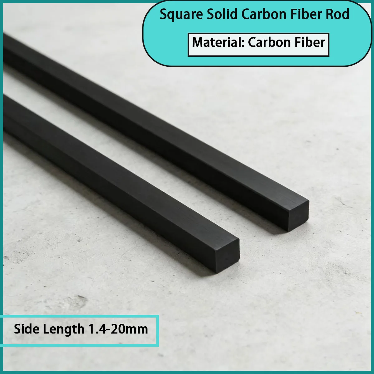 Square solid carbon fiber rod with a side length of 1.4-20mm is used for mechanical structural
