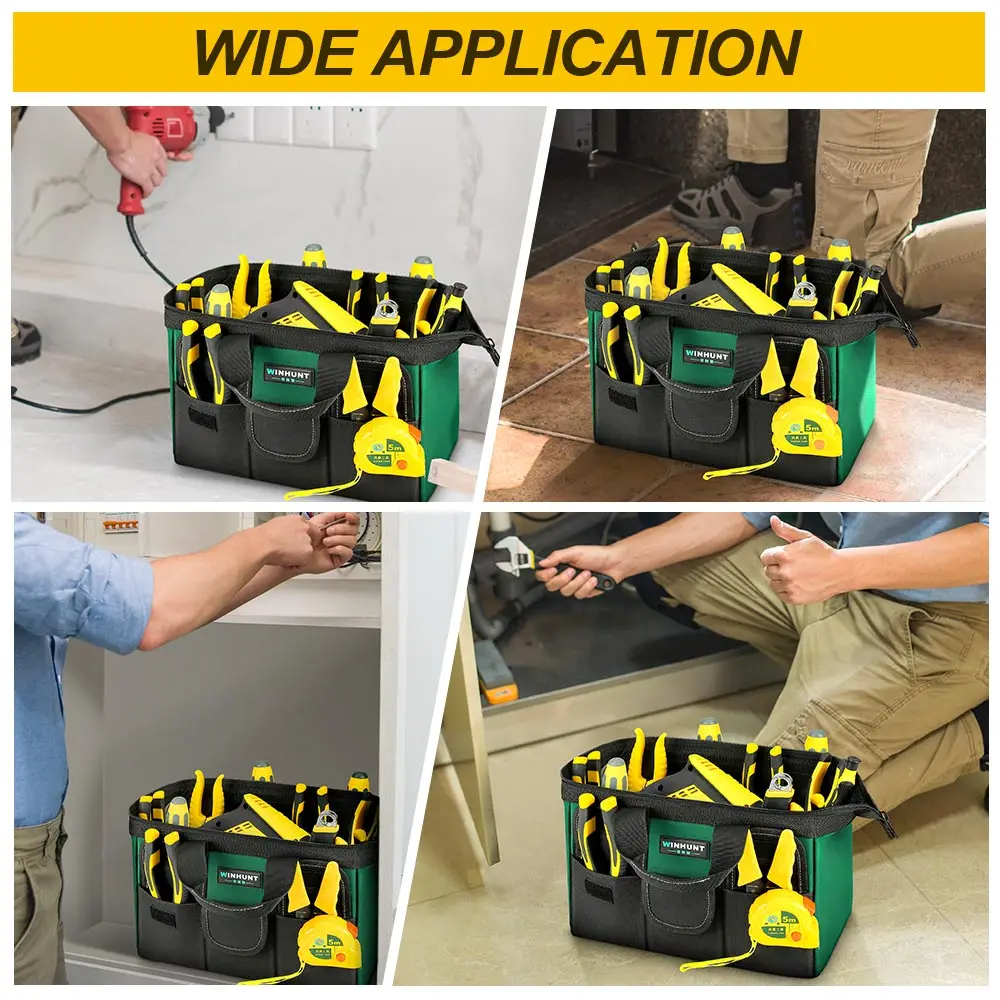 WINHUNT ツールバッグ、グリーン、31cm/12インチ、1680Dポリエステル製、DIYや職人向け
