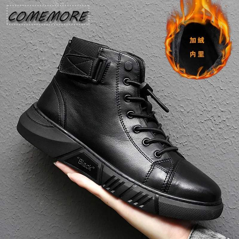 Autumn New High Top Work Shoes for Men Platform Ankle Boots Fashion Quality Boots Winter Outdoor Booties Casual Male Large Size