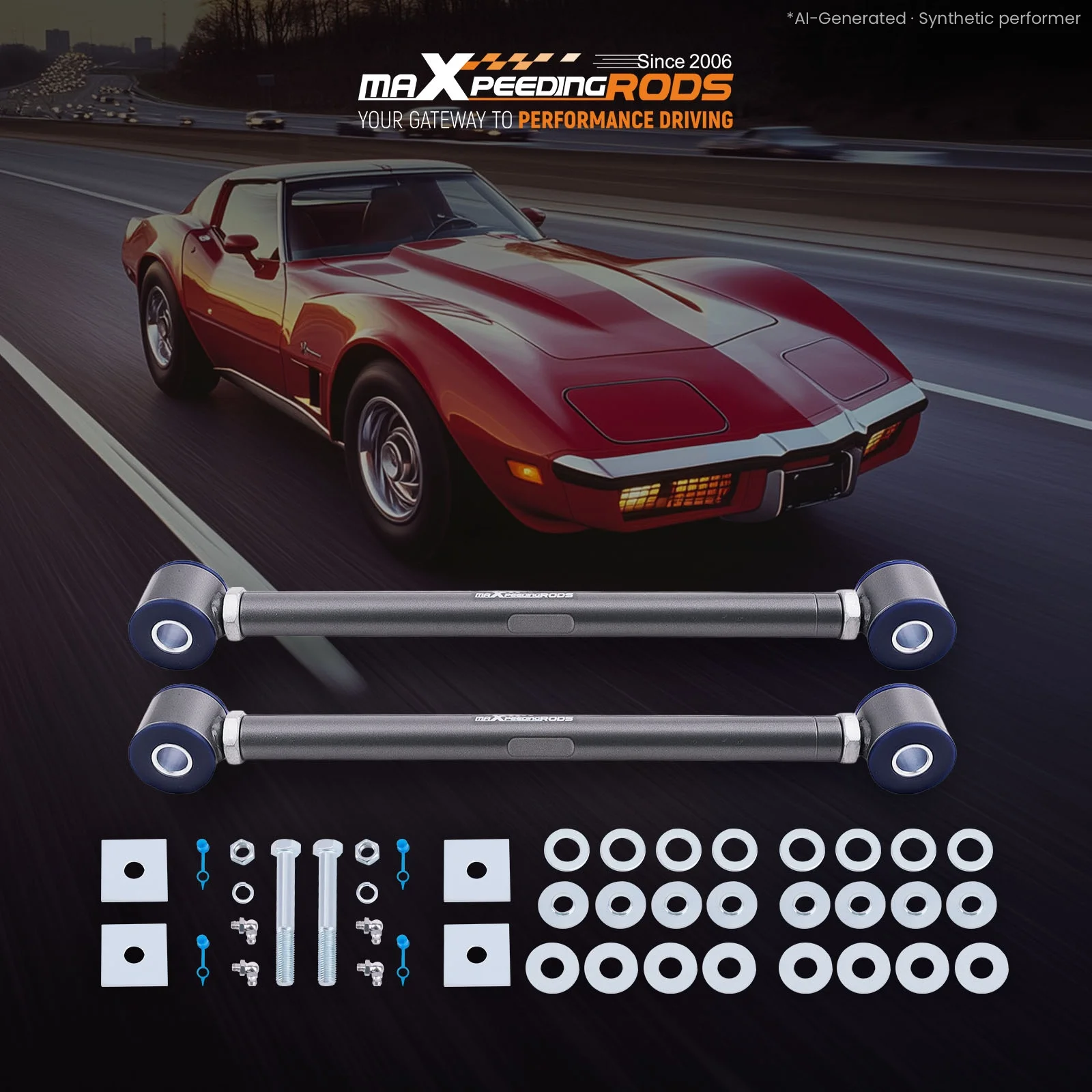 Suspension Rear Strut Rods Bars w/ Bushings for Chevrolet Corvette 1963-1979