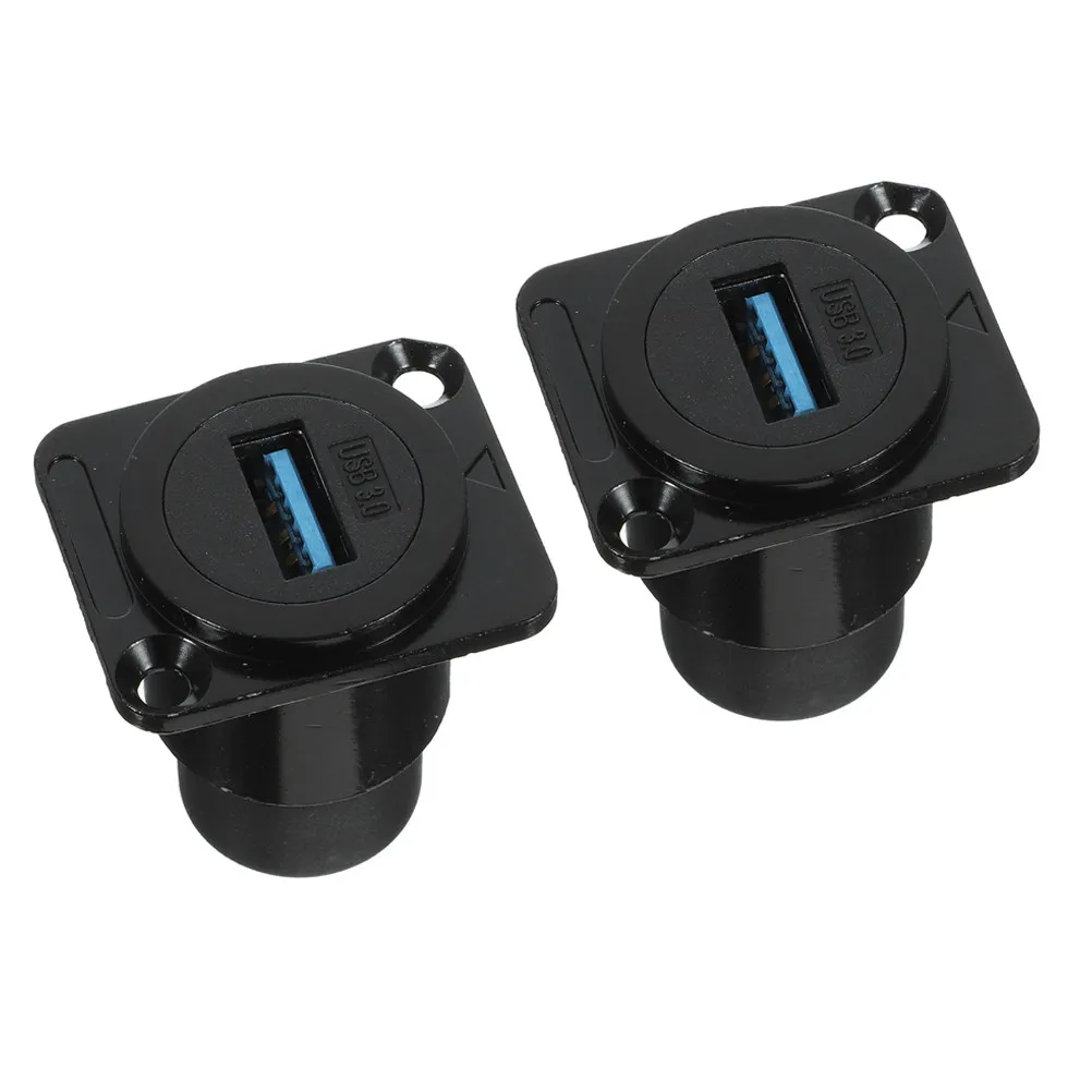 2Pcs Usb Coupler For Industrial Design Straight Panel Mount Socket Dual- Pass Through Female Automotive