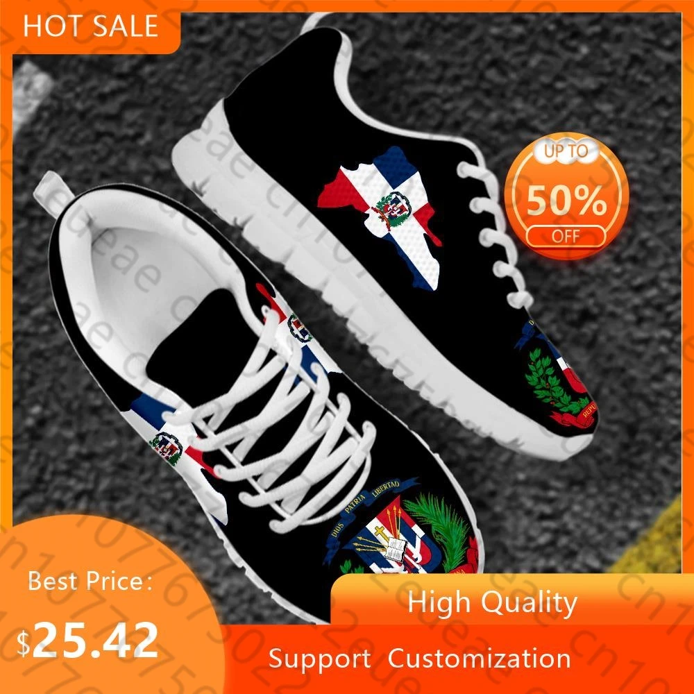 HYCOOL Platform Sports Sneakers Dominican Republic Flag Printing Unisex Outdoor Running Fitness Lace Up Women Men Zapatos Hombre