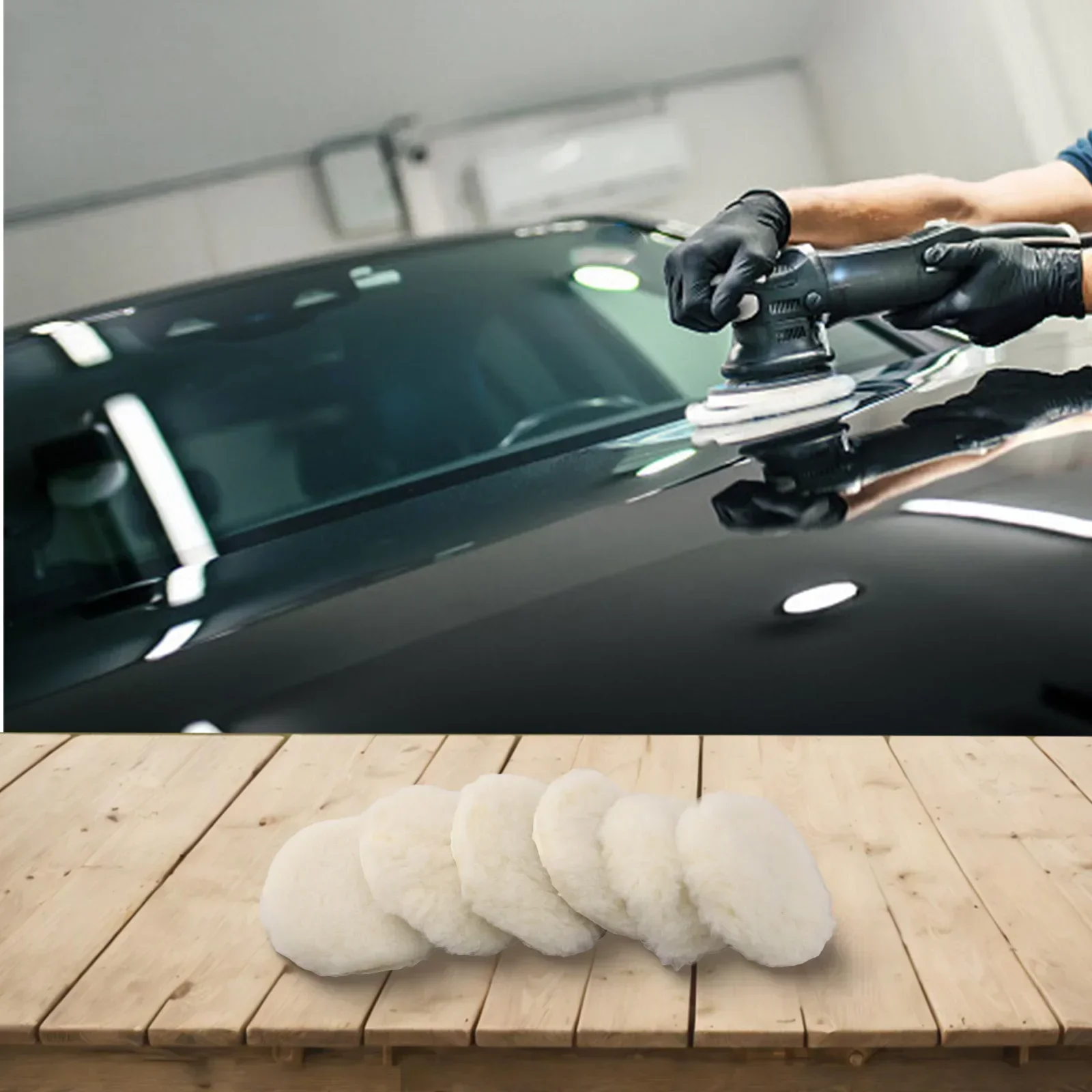 

Set of 6 6 Inch Lamb Wool Buffing Pads for Automotive Marine and Aerospace Polishing with Pre Washed Low Shedding Wool