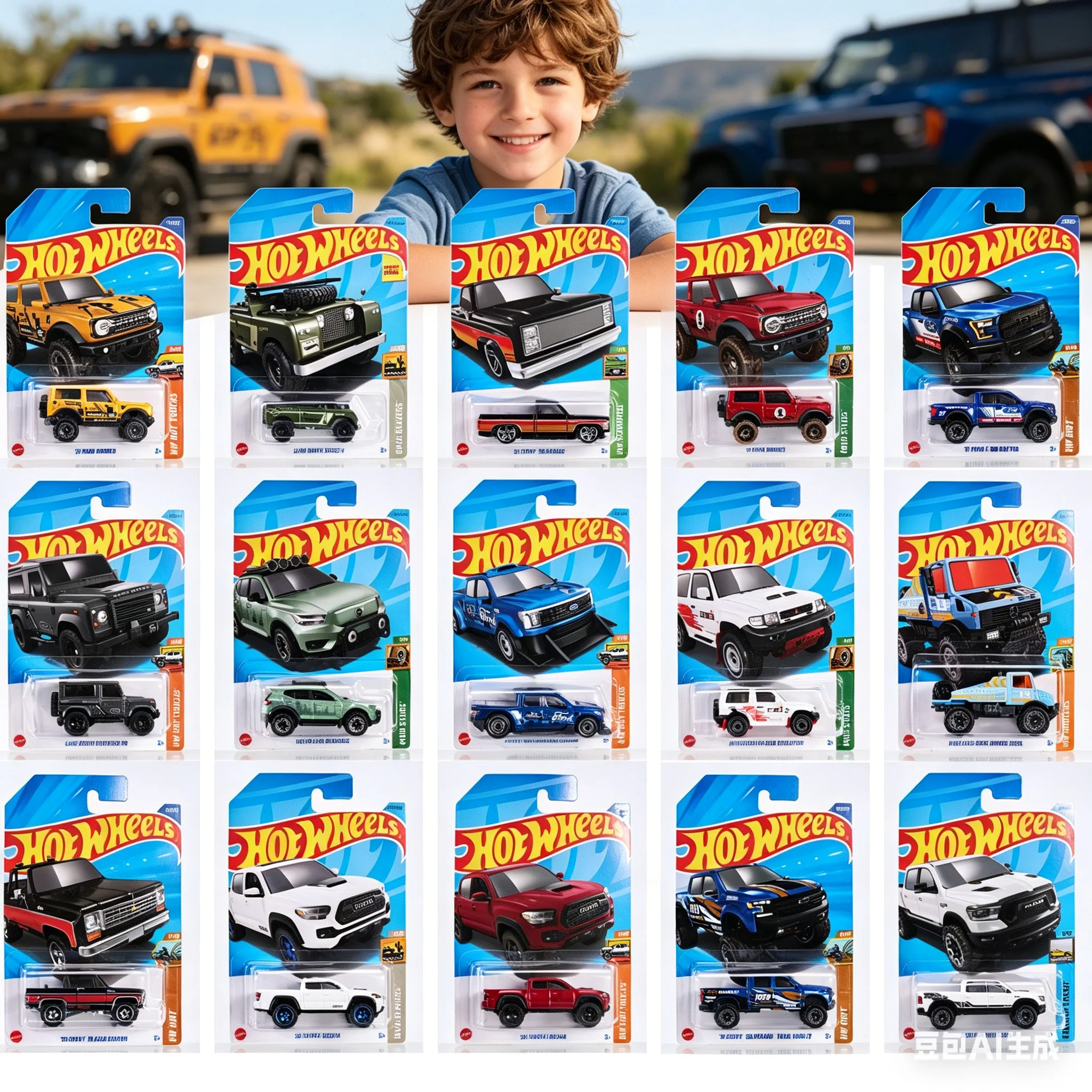 Hot Wheels 1:64 Carrinho de Brinquedo Diecast SUV Off-Road Chevrolet Ford, Modelo Colecionável de Liga Metálica para Meninos, Presente Infantil