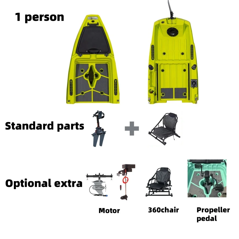 LSF Modular 3 Section/2 Section Pedal Fishing Kayak for 1-2 Persons Surfing Multifunctional Power Fin/Propeller/Motor