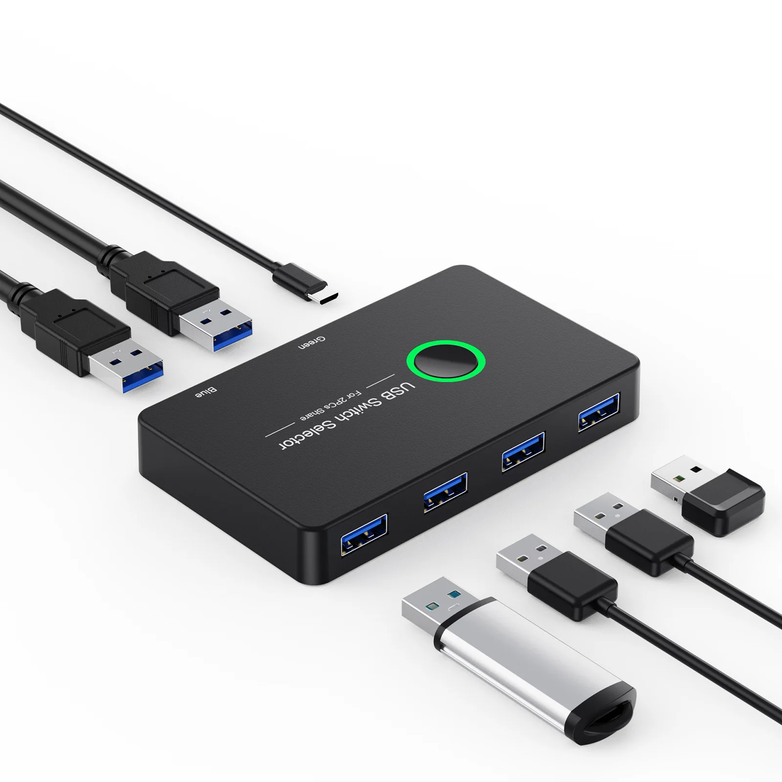 USB 3.0 KVM Switch Adapter 2 Inputs 4 Outputs USB Shared Switcher for PC Laptop Keyboard Mouse Printer USB Switch Controller Hub