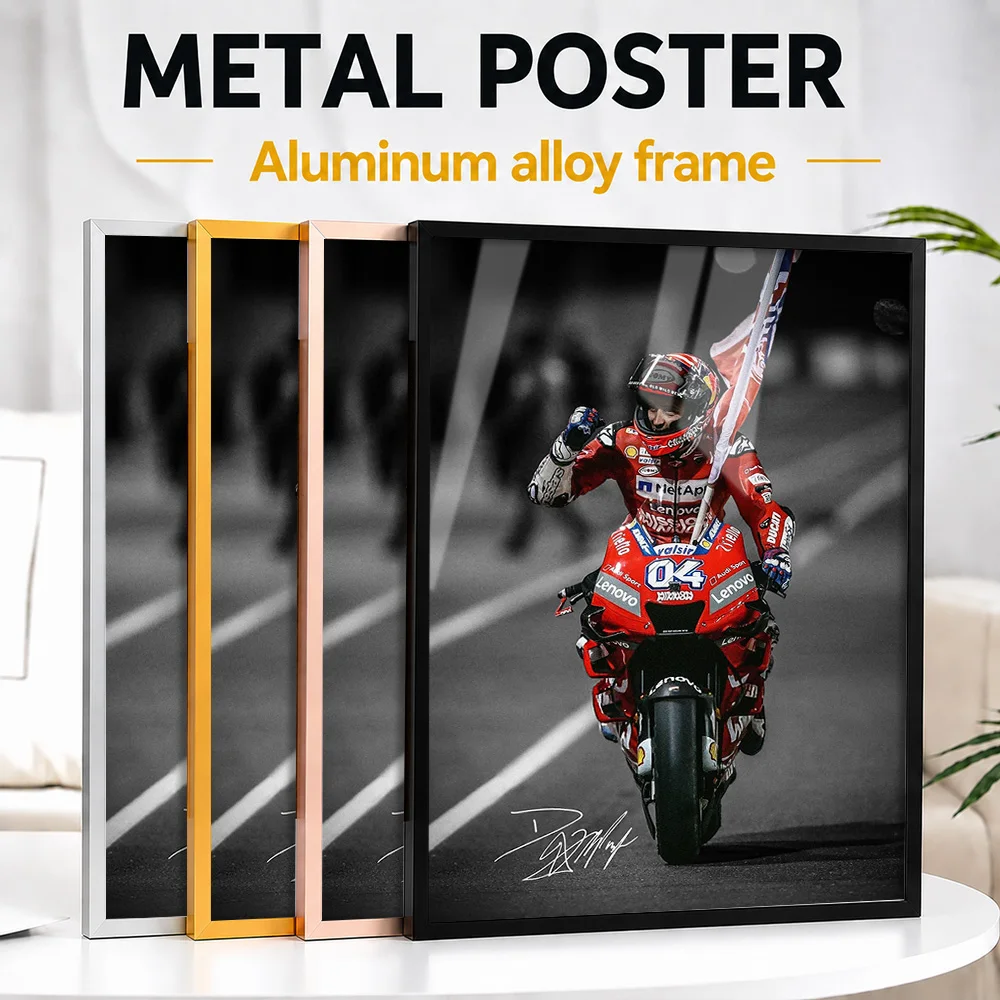 Andrea Dovizioso MotoGP Racer Victory Framed Metal Poster Personalized Photo Energetic Motion Style Wall Art For Collector Room