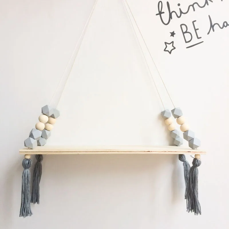 Nordische Kinderzimmer & Kinder Dekor Quasten Lager regal Rack Wandbehang Holz Spielzeug Modell Baby