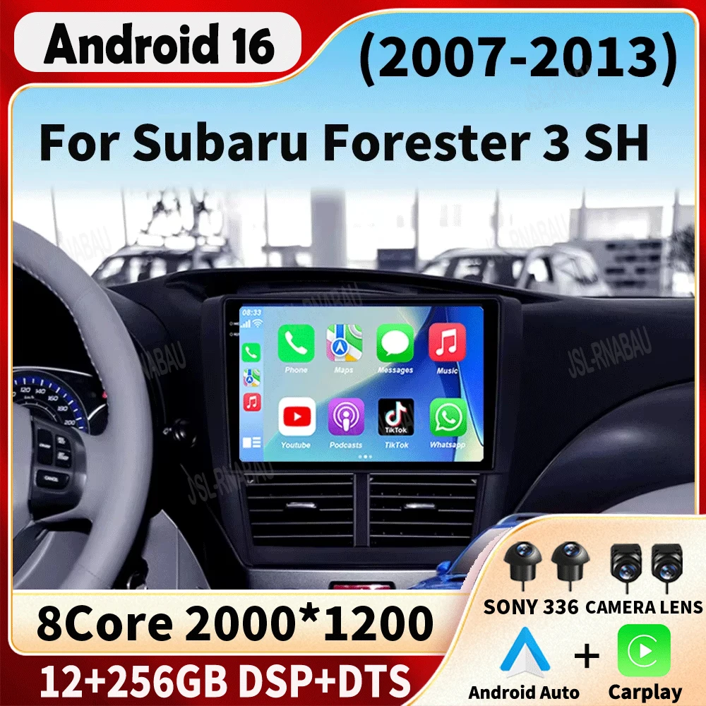 Android 16 Car Radio For Subaru Forester 3 SH 2007-2013 For Impreza GH GE 2 Din Multimedia Player 2 Din Carplay Head Unit