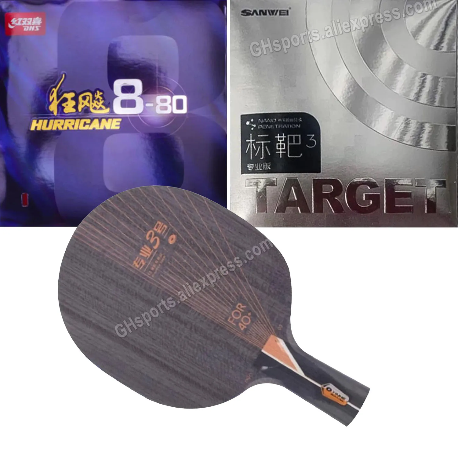 Pro Combo Schläger YINHE PRO-03 Tischtennisschläger mit DHS Hurricane 8-80 Hurricane8-80 und SANWEI TARGET PRO 3 Tischtennisbelag – Detail 2