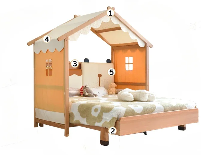 Tree house bed full solid wood children's boy girl tent removable family bedroom house bed 1.5m