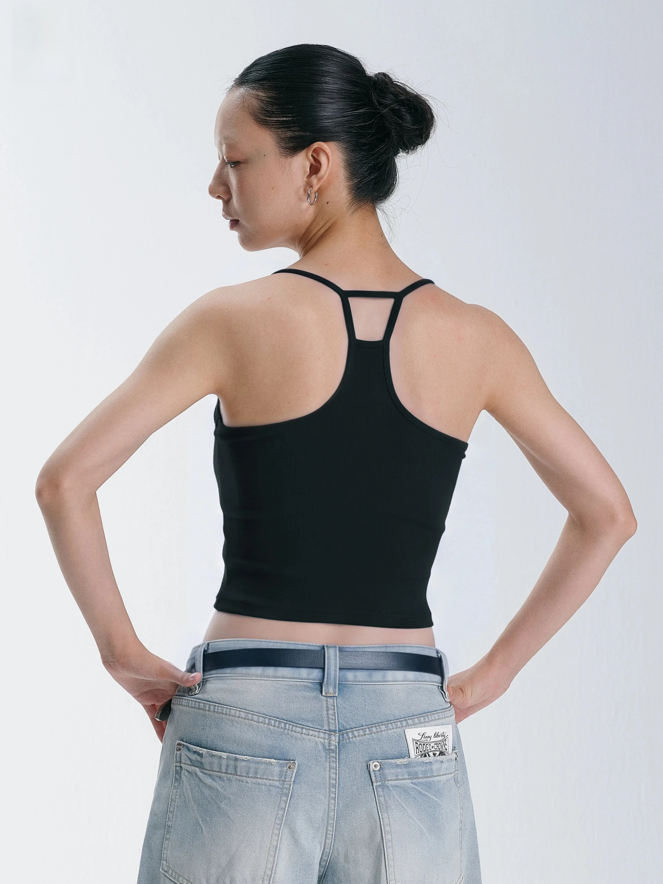 Smile Ddd Short Fit Women's Vest with Chest Pad Elastic Thread Dance Inner Wear Breathable U-neck Print Polyester Blend
