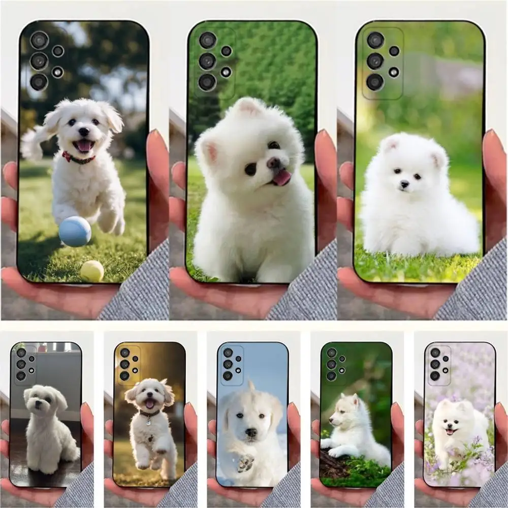

Cute Animal Maltese Dog Phone Case For Samsung S25,S24,S23,S22,S20,S21,S10,Ultra,Plus,Lite,FE,Soft Silicone Black Cover