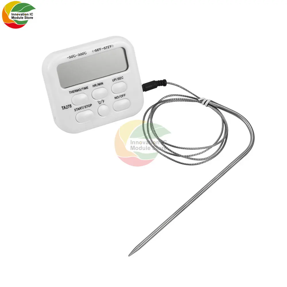Programmable with Timer Instant Read Wired Probe Digital Meat Food Grill BBQ Cooking Kitchen Thermometer Timer