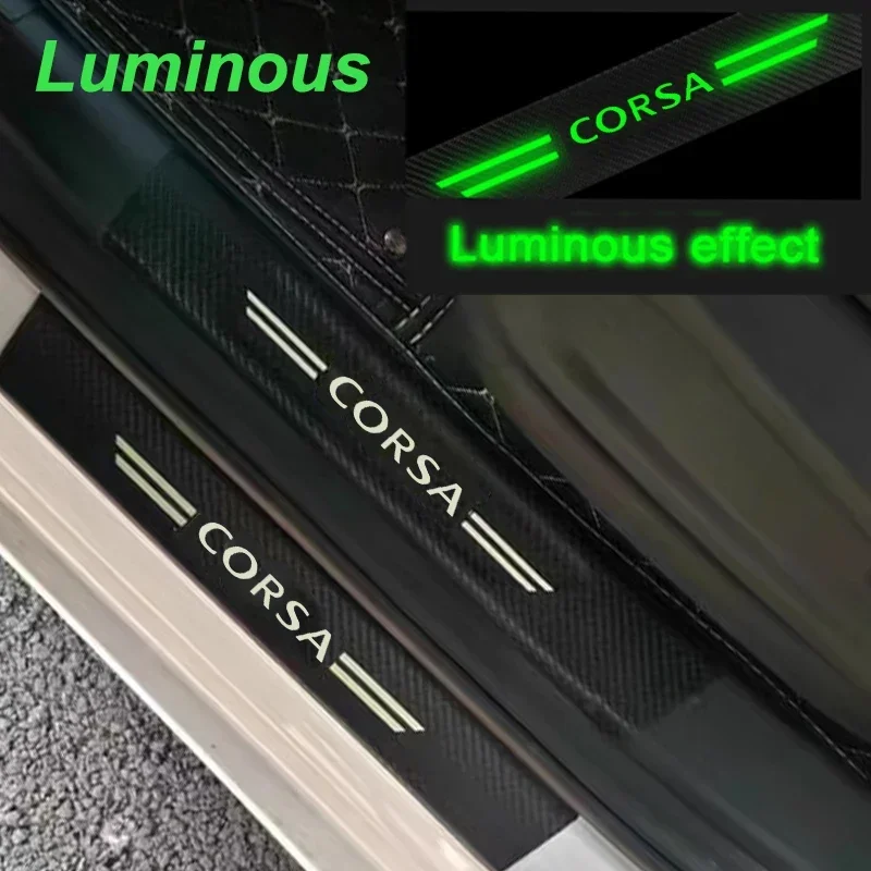 Adesivos Luminosos para Soleira de Porta de Carro para Opel Corsa, Astra H J, Mokka, Zafira, Vectra, Antara, Meriva