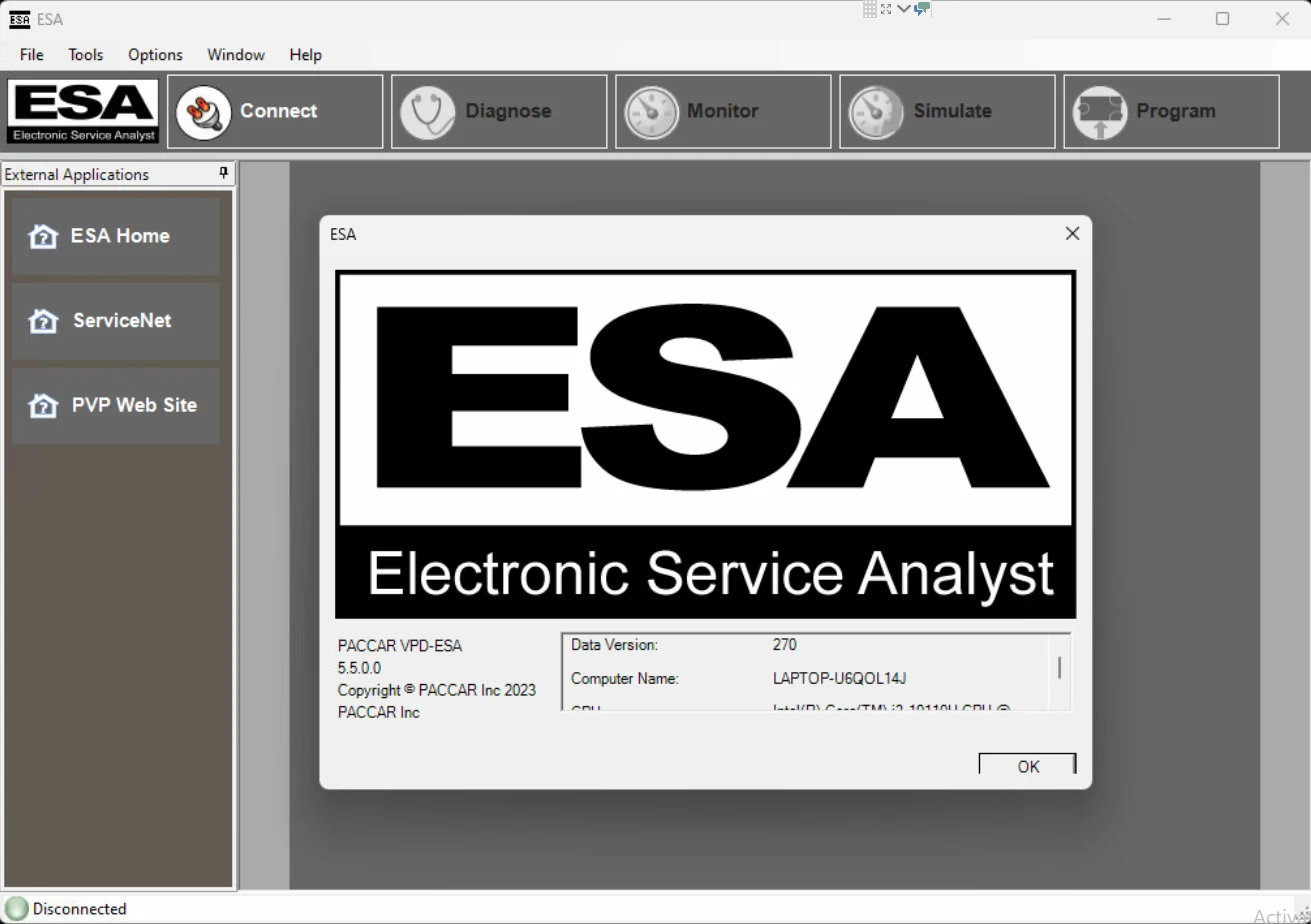 Paccar ESA 5.6.0 Programming diagnostic software