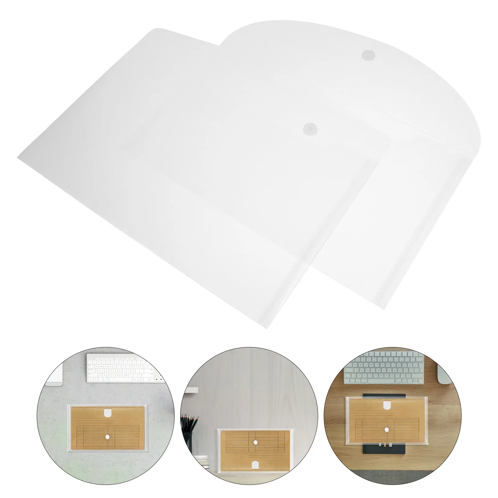 

8Pcs Transparent PP Document Bags with Snap Button for Receipts Coupons Tickets Vouchers Checks Bills Business Cards File