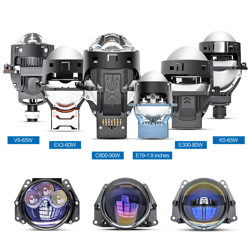 TIR 2.5 / 3 Inch Bi LED Projector Headlight with Halo Ring Dual Cup Laser Lens Plug and Play H4 H7 High Power Car LED Headlamp