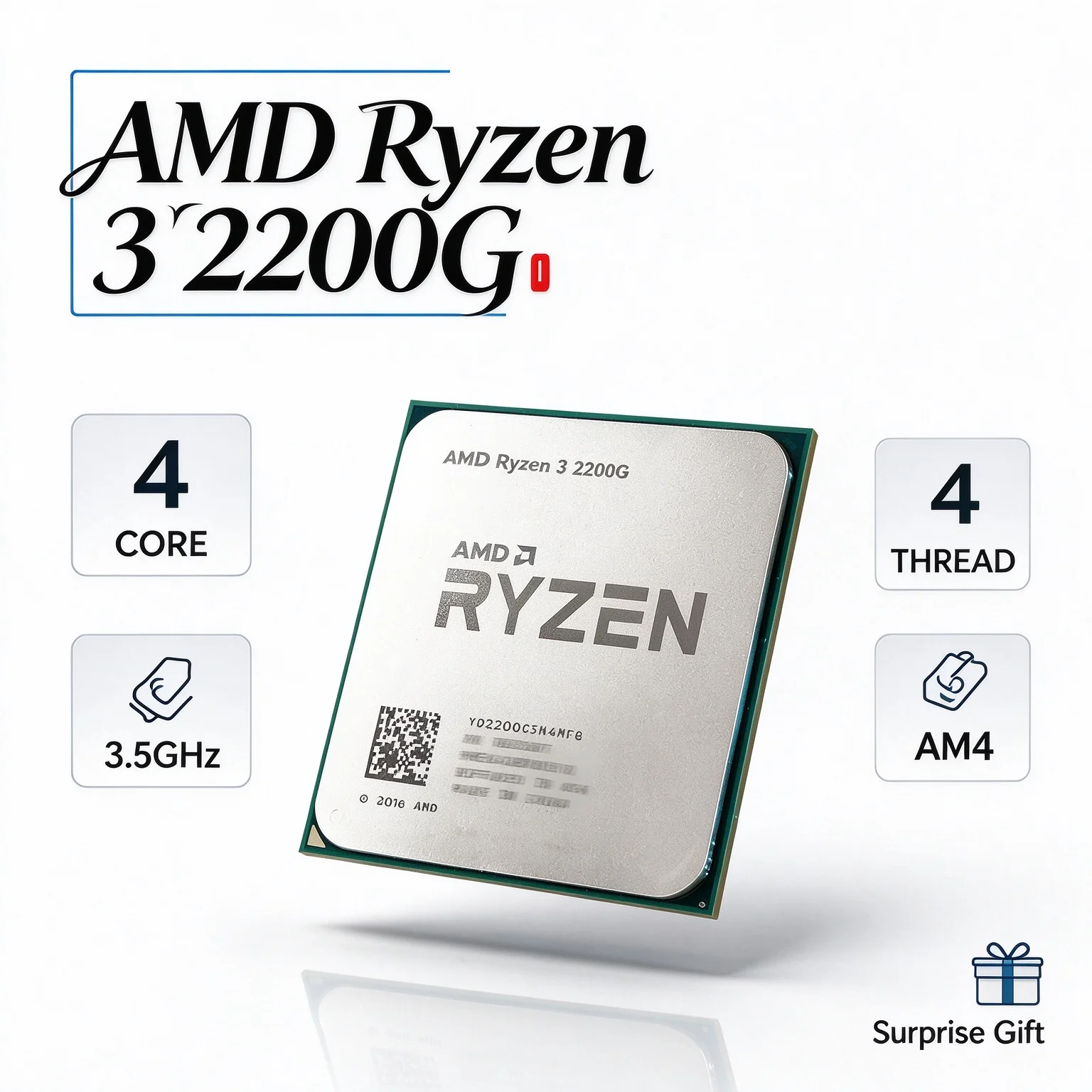Hot Sale 100% Brand New AMD Ryzen 3 2200G R3 2200G 3.5 GHz Zen 0.014 Quad-Core Quad-Thread CPU YD2200C5M4MFB Socket AM4
