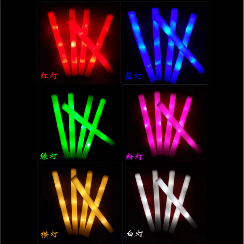 LED Glow Sticks LED Luminous Rod Colorful Sponge Fluorescent Stick Support for Celebrity Concerts Fluorescent Props Flash Stick