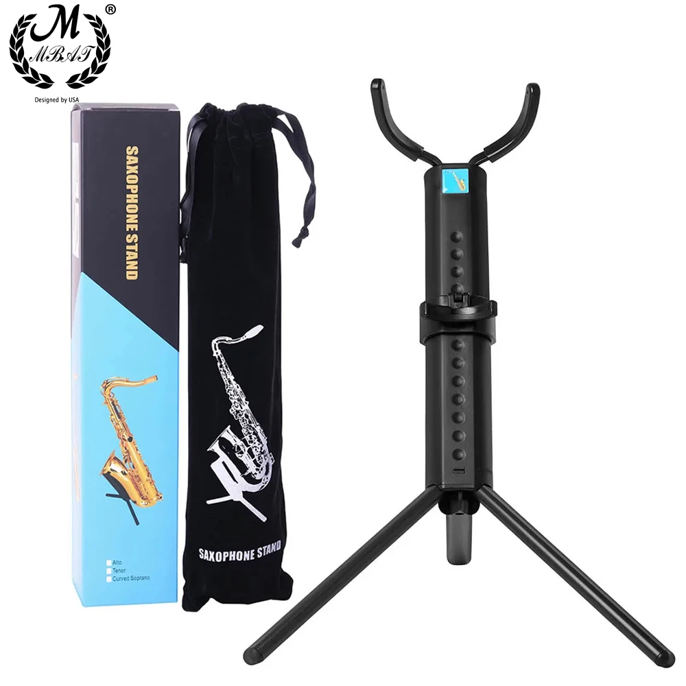 

Portable Tenor Sax Stand Portable Collapsible Stand - Blue Box Set Foldable Metal Black Tripod Bracket Accessories