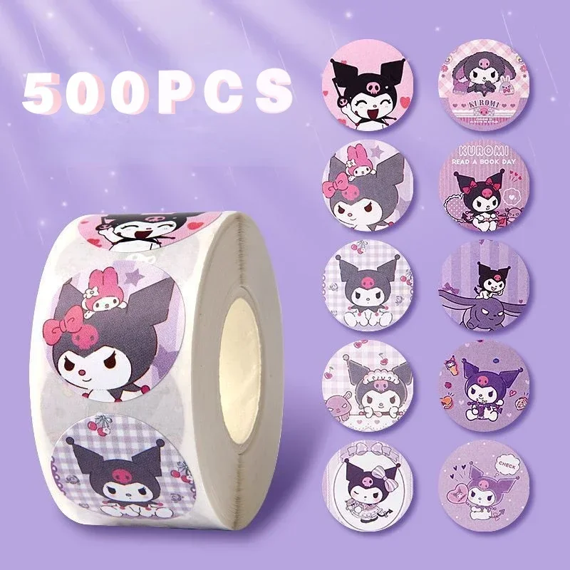 500 PCS Sanrio Hello Kitty Cartoon Sticker Cute Cartoon Kuromi My Melody Children's Diary Bonus Gift Closure Diary Booklet Gift