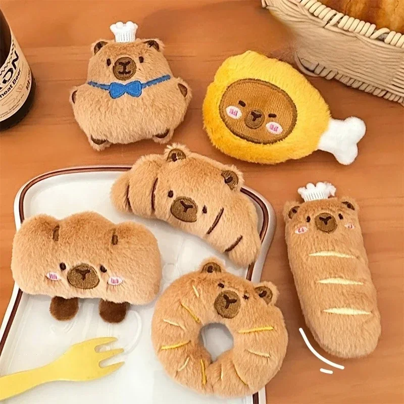 

1-20PCS Creative Food Dolphin Pendant Girl Cartoon Doll Pendant Plush Food Toy Doll Bread Capybara Pendant Hanging Accessory