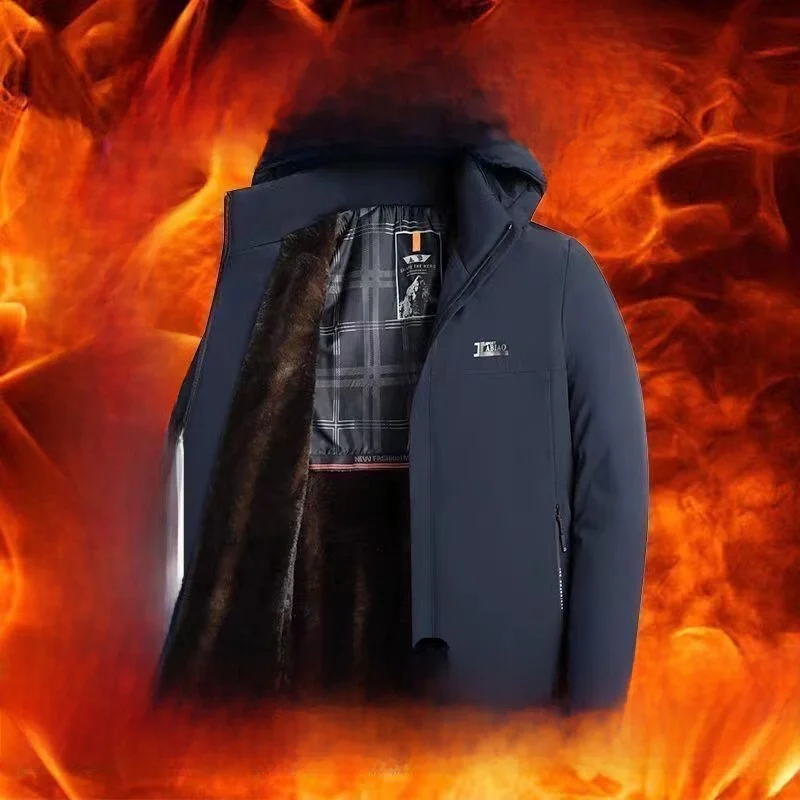 

Зимняя куртка для папы среднего возраста, дышащая парка на подкладке, мужское хлопковое пальто, молодежное молодежное пальто с капюшоном на молнии