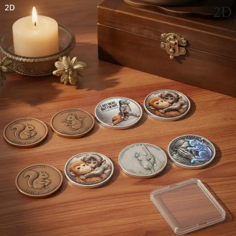 2D Colored Metal Copper Coin Cute Animals Encouragement Challenge Coins  Party Souvenir Gifts